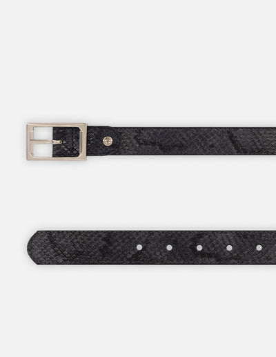 Cinturón gris piel tipo serpiente para mujer con reversible