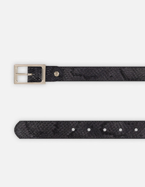 Cinturón gris piel tipo serpiente para mujer con reversible