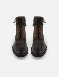 Botines café piel grabada para hombre con sombreado
