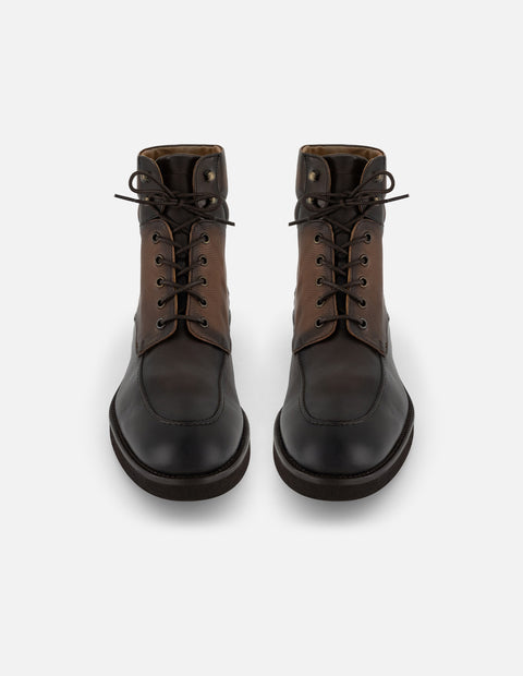 Botines café piel grabada para hombre con sombreado