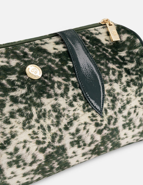 Bolso de hombro verde terciopelo para mujer con acabado print