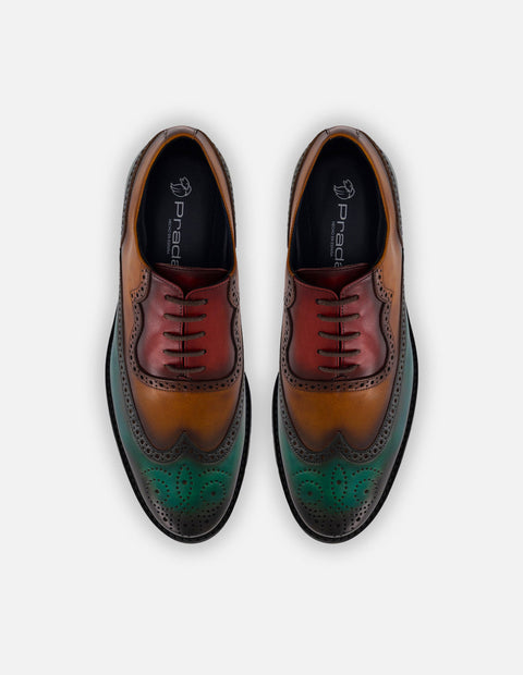 Zapato Oxford multicolor piel para hombre con acabado sombreado