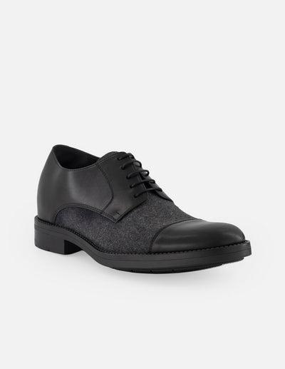 Zapato Blucher negro para hombre con +7 cm de altura