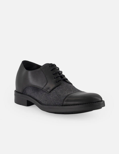 Zapato Blucher negro para hombre con +7 cm de altura