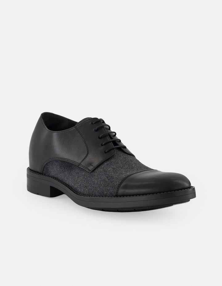 Zapato Blucher negro para hombre con +7 cm de altura
