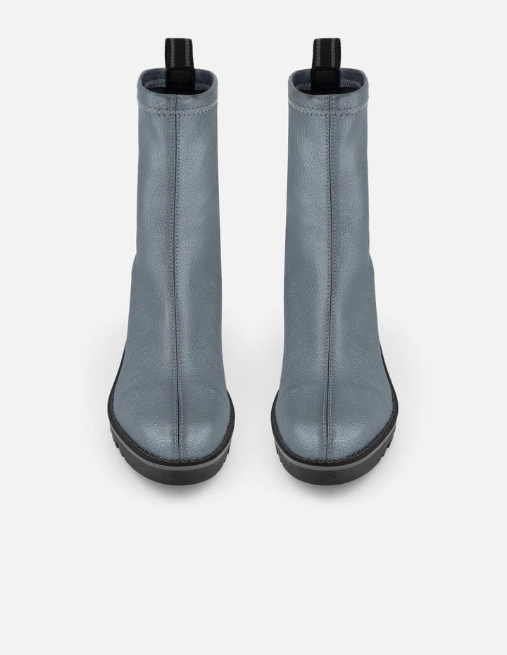 Botines color plata lycra piel con detalle metálico para mujer