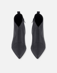 Botines azul piel para mujer con tacón geométrico