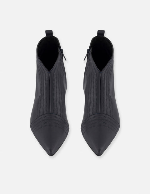Botines azul piel para mujer con tacón geométrico
