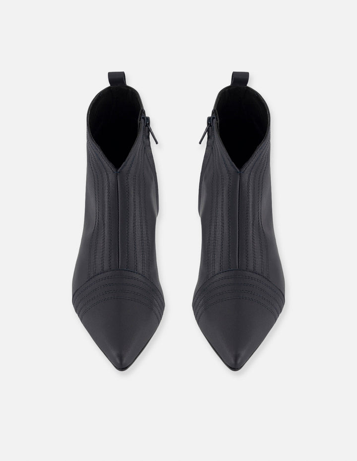 Botines azul piel para mujer con tacón geométrico