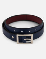 Cinturón azul y rojo piel para mujer con reversible