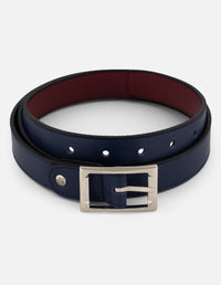 Cinturón azul y rojo piel para mujer con reversible