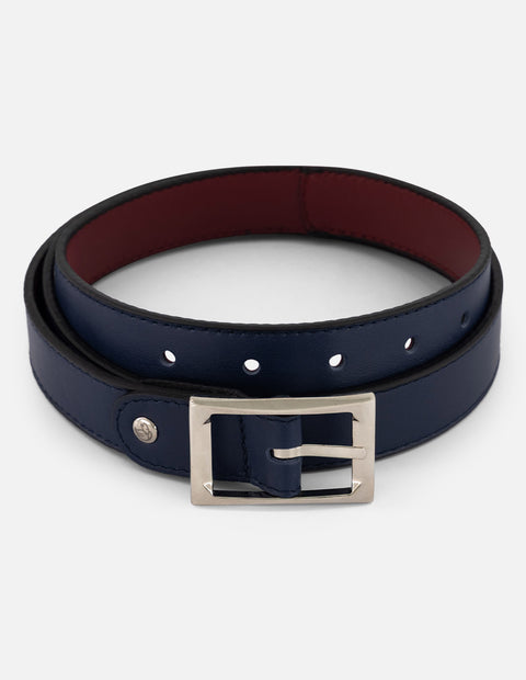 Cinturón azul y rojo piel para mujer con reversible