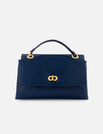 Bolso de hombro azul vegano para mujer con piel tipo coco