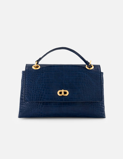 Bolso de hombro azul vegano para mujer con piel tipo coco