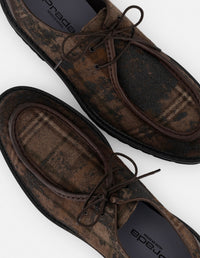 Wallabee beige textil para hombre con combinación de materiales