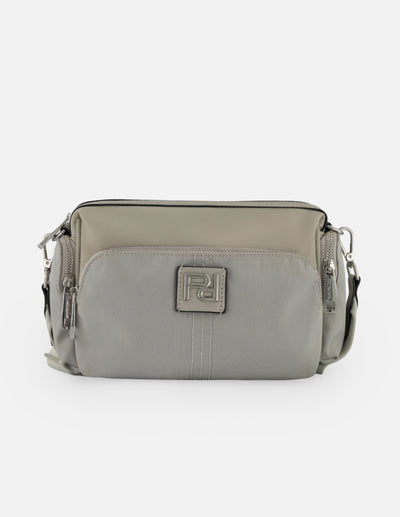 Bandolera gris nylon para mujer con 5 compartimentos