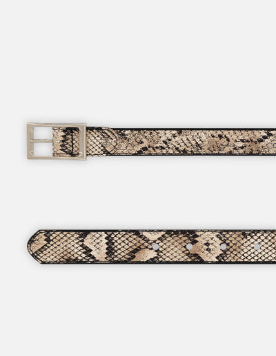 Cinturón blanco piel tipo serpiente para mujer con reversible