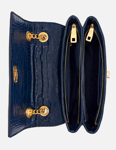 Bolso de hombro azul vegano para mujer con piel tipo coco