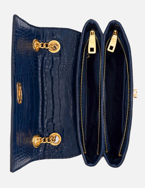 Bolso de hombro azul vegano para mujer con piel tipo coco