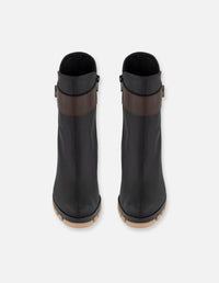 Botines negro piel para mujer con placa lateral