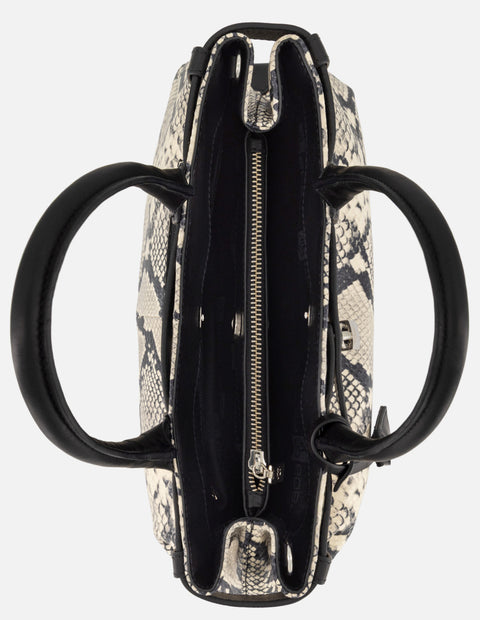 Bolso blanco piel para mujer con combinación de materiales