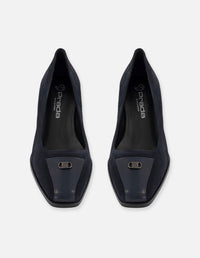 Zapatilla azul ante para mujer con detalle herraje