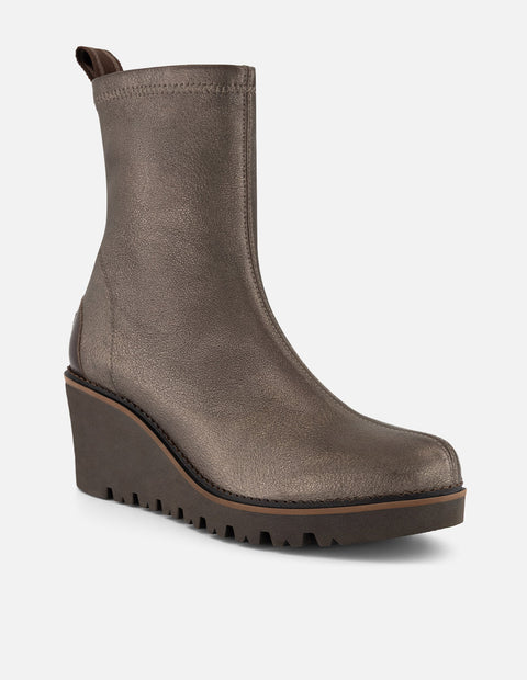 Botines color oro lycra piel con detalle metálico para mujer