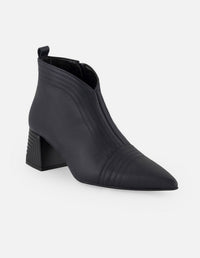 Botines azul piel para mujer con tacón geométrico