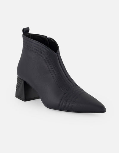 Botines azul piel para mujer con tacón geométrico