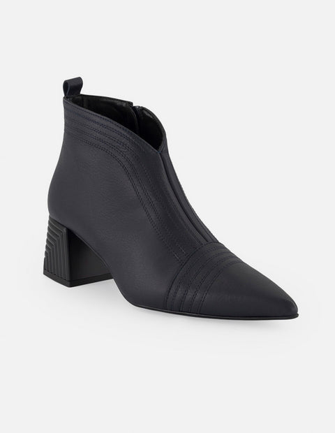 Botines azul piel para mujer con tacón geométrico