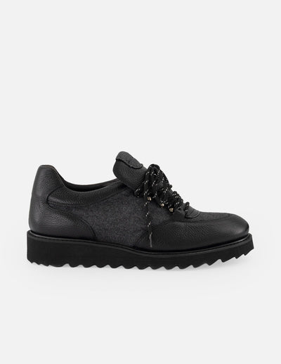 Zapato Oxford gris de piel para hombre con combinación de materiales