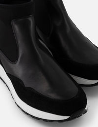 Botines Chelsea negros piel y ante para hombre con elástico