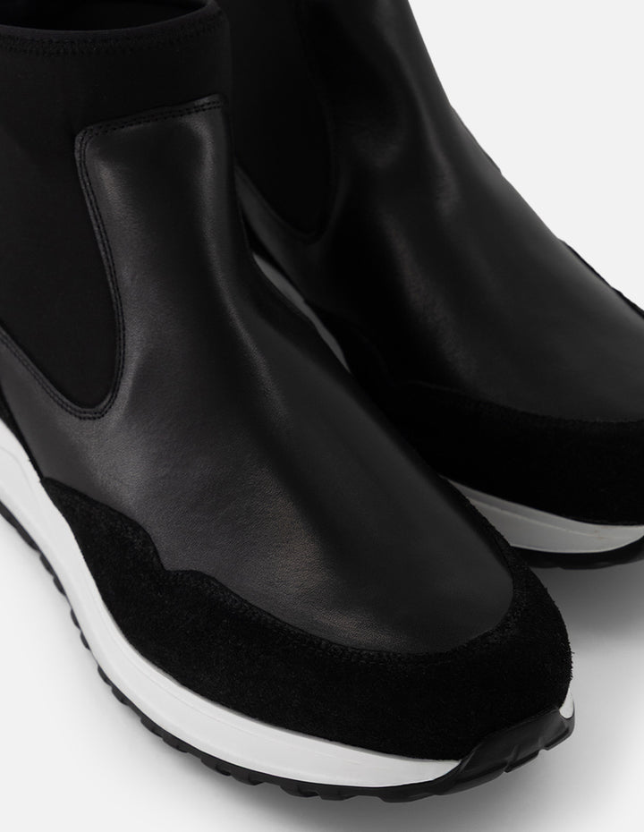 Botines Chelsea negros piel y ante para hombre con elástico