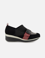 Botines negro ante piel para mujer con combinación de materiales