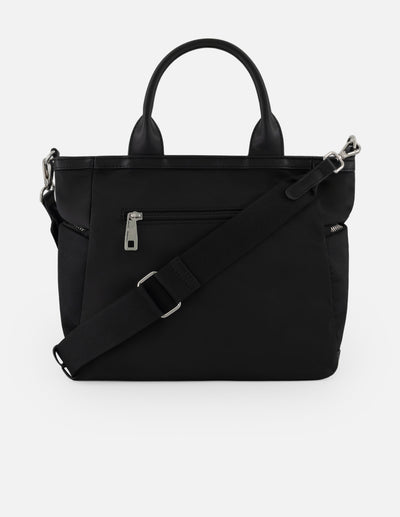 Bolso de mano negro nylon para mujer con 4 compartimentos
