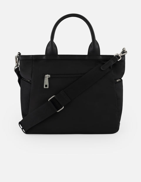 Bolso de mano negro nylon para mujer con 4 compartimentos