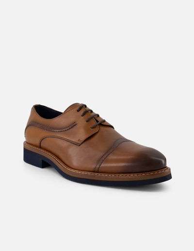 Zapato Blucher cuero piel para hombre con detalle lateral