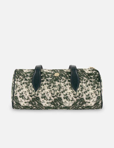 Bolso de hombro verde terciopelo para mujer con acabado print