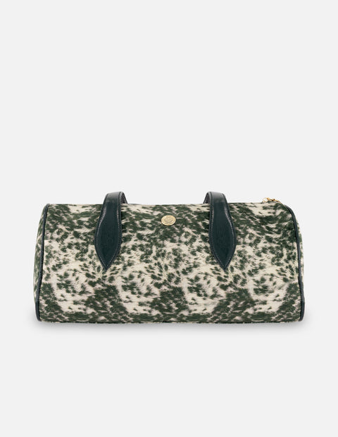 Bolso de hombro verde terciopelo para mujer con acabado print