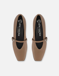 Mercedes beige piel para mujer con tira ajustable