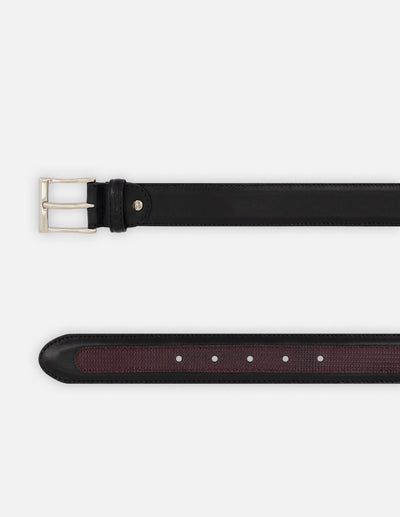 Cinturón negro piel para hombre con detalle de grabado