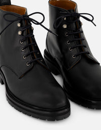Botines negro piel para mujer con agujetas al frente