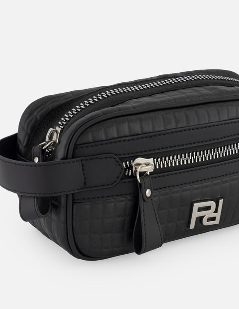 Neceser negro nylon para hombre con acabado acolchado