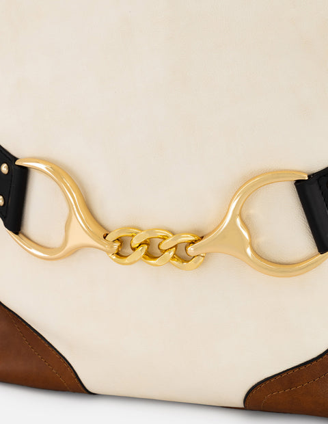 Bolso de hombro multicolor piel para mujer con herraje frontal