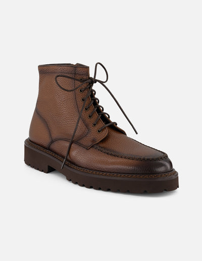 Botines cuero piel bombeada para hombre con detalle