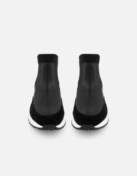 Botines Chelsea negros piel y ante para hombre con elástico