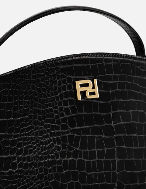 Bolso de mano negro vegano para mujer con piel tipo coco